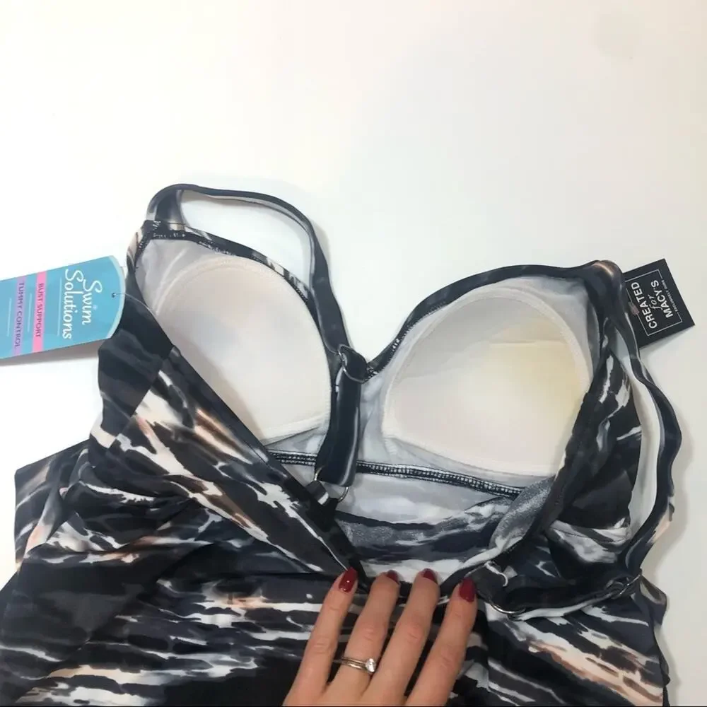 Swim Solutions BLACK Tiered One-Piece Swimsuit
